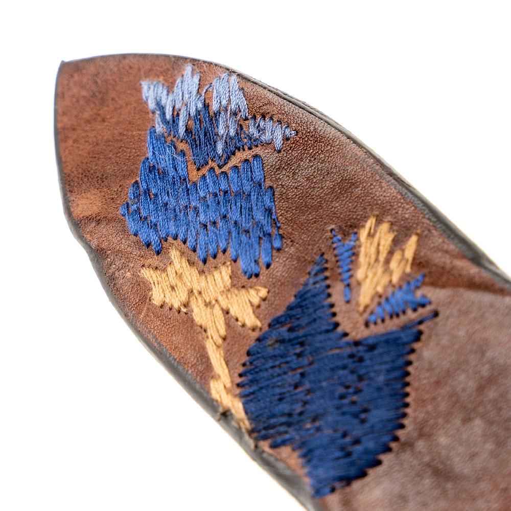 D'AMICO Cintura Cuoio Vintage Brown Floral Blue Black Friday
