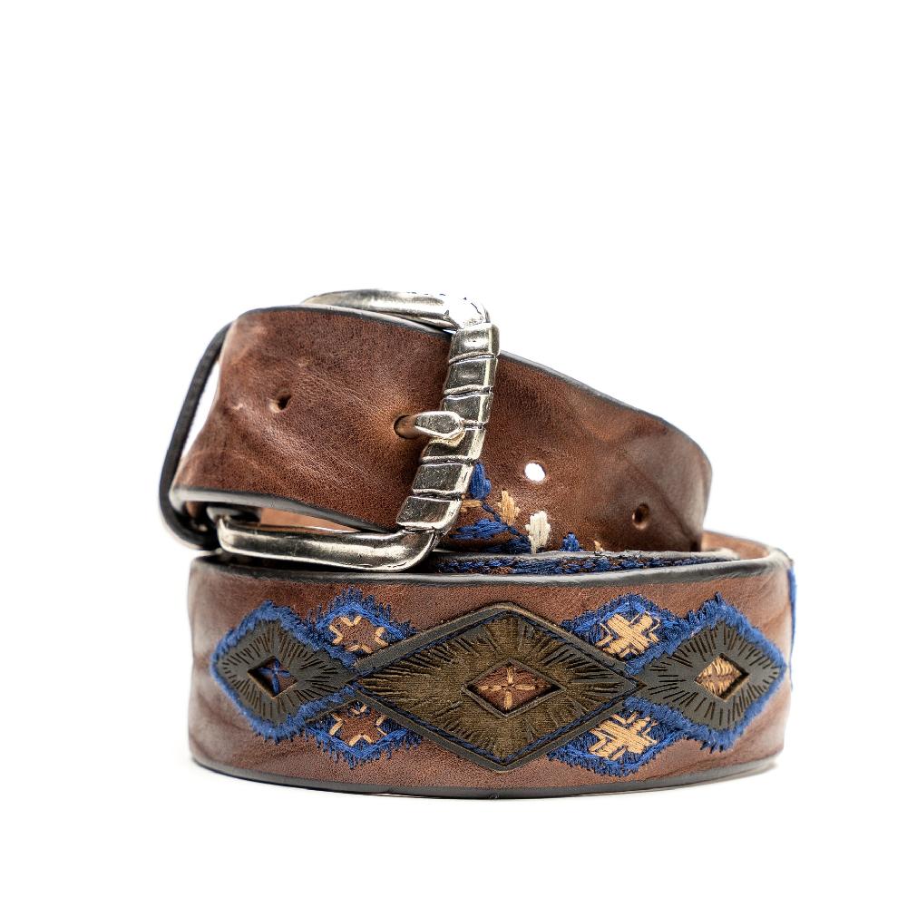 D'AMICO Cintura Cuoio Vintage Brown Floral Blue Black Friday