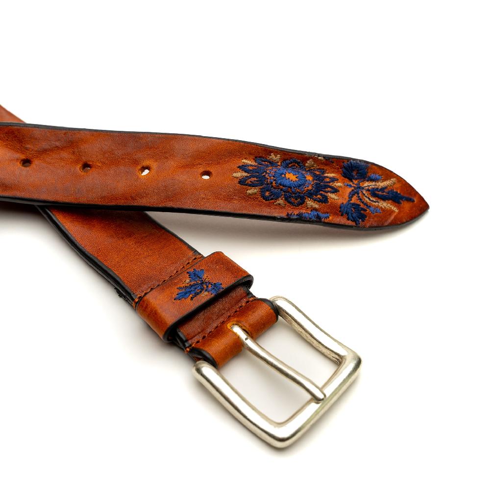 D'AMICO Cintura Cuoio Vintage Floral Blue Offerta natalizia