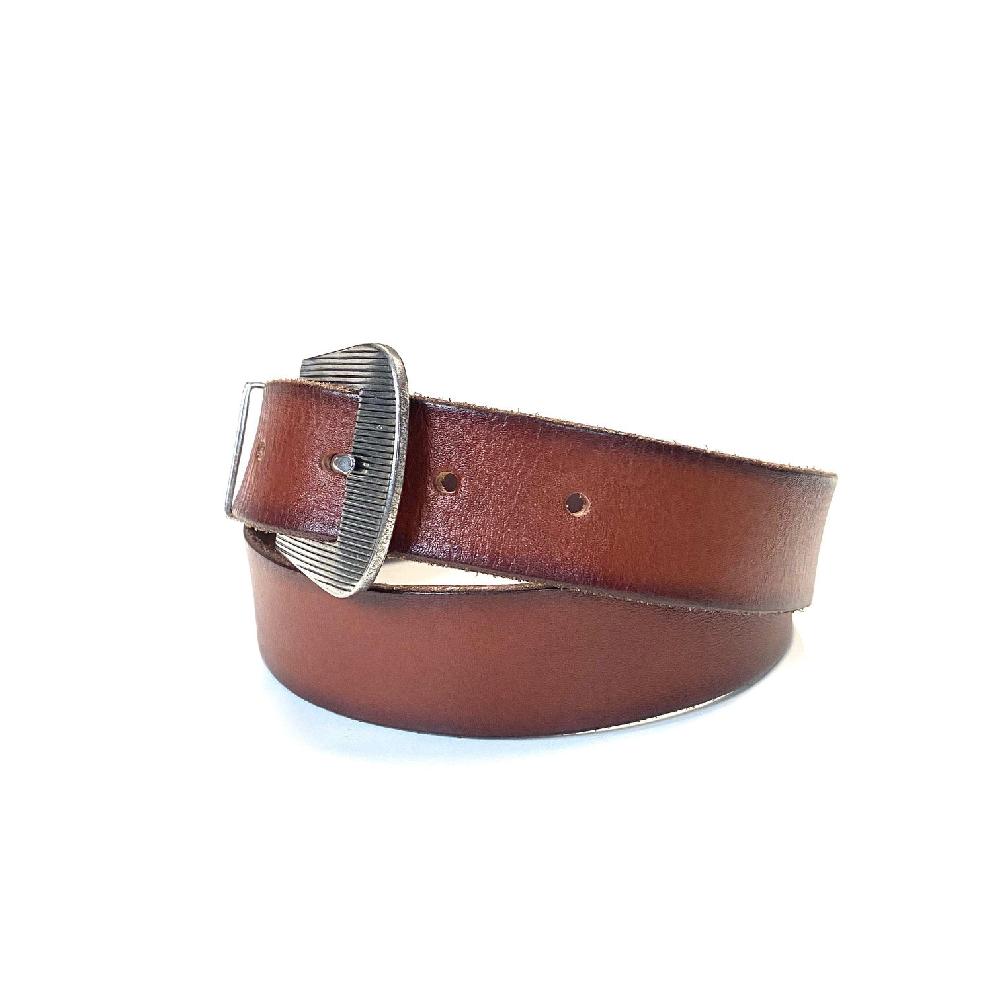 D'AMICO Cintura Cuoio Tinto Morbido Tris Millerighe Marrone Online Outlet