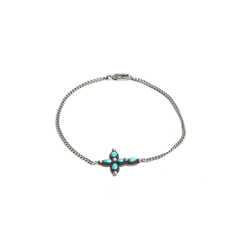 D'AMICO Bracciale Catenina + Croce Smaltata Turchese Super sconto