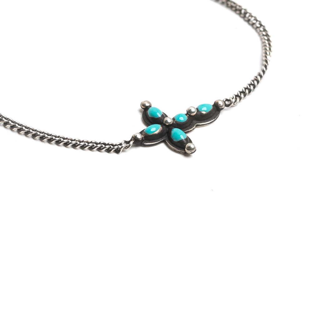 D'AMICO Bracciale Catenina + Croce Smaltata Turchese Super sconto
