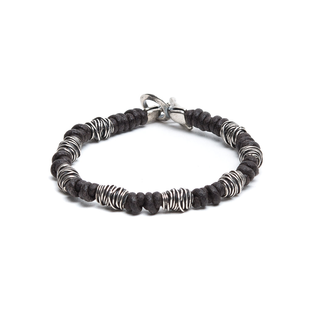D'AMICO Bracciale Cotone Cerato + Argento 925 Testa Moro Qualità