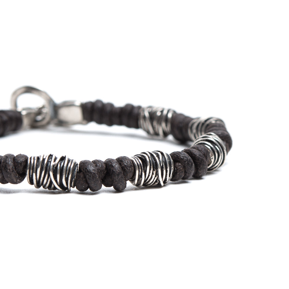 D'AMICO Bracciale Cotone Cerato + Argento 925 Testa Moro Qualità