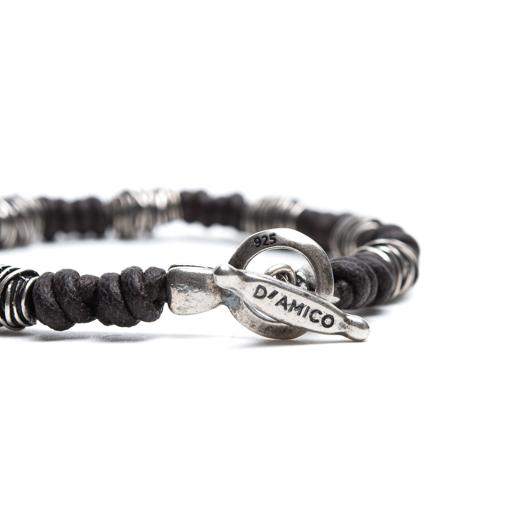 D'AMICO Bracciale Cotone Cerato + Argento 925 Testa Moro Qualità