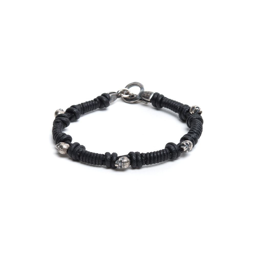D'AMICO Bracciale Cotone Cerato + Teschietti Argento 925 Spedizione Gratuita