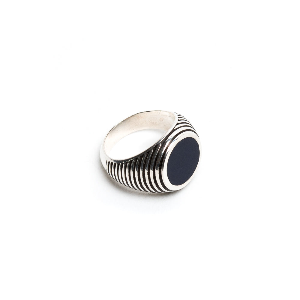 D'AMICO Anello Rigato con Lacca Blu Affare Del Giorno