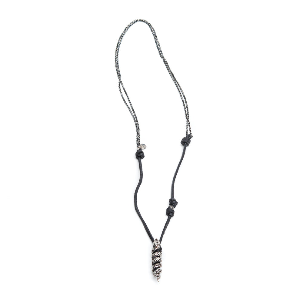D'AMICO Collana Cuoio + Serpente In Vendita