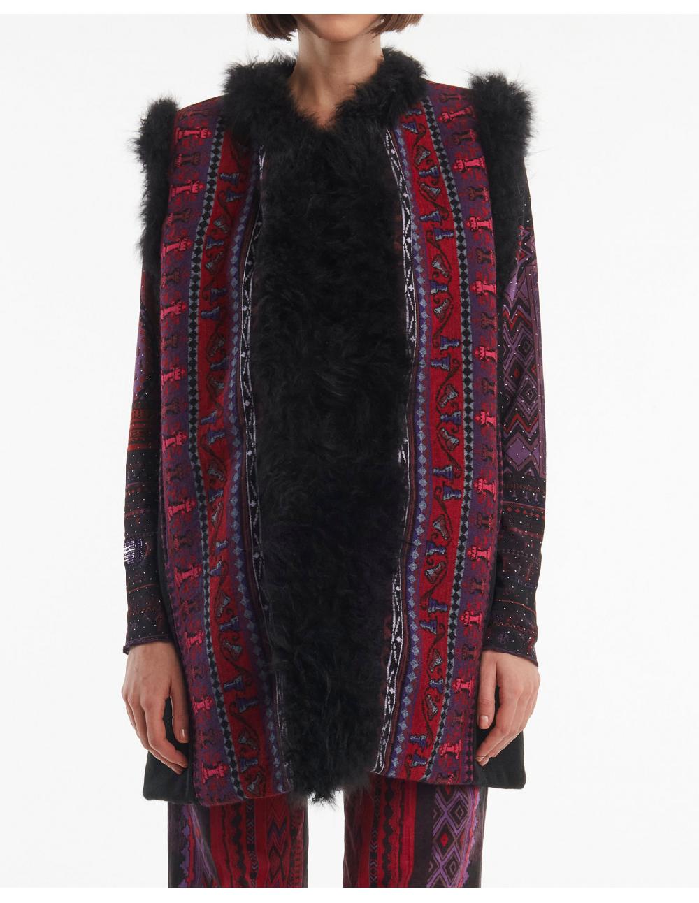 Angelo marani GILET JACQUARD C/PROFILI IN VERO PELO Ultimi due giorni