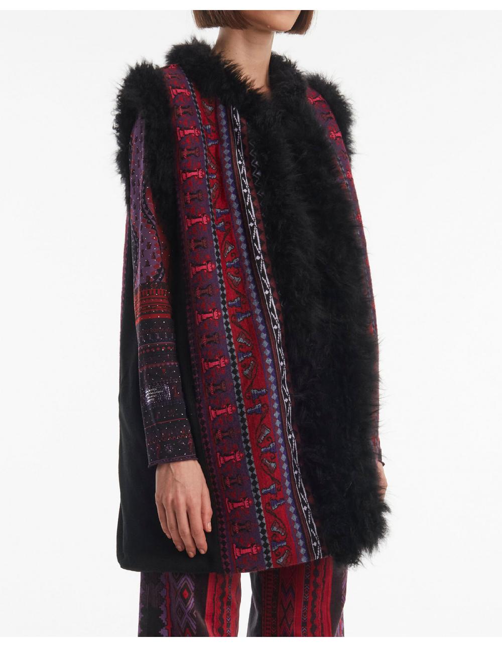 Angelo marani GILET JACQUARD C/PROFILI IN VERO PELO Ultimi due giorni