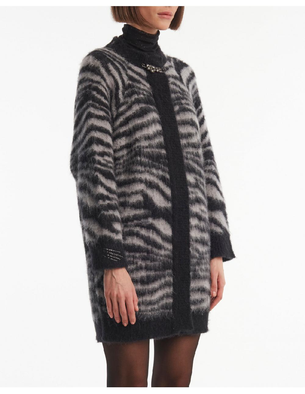 Angelo marani CARDIGAN GARZATO ZEBRA IN ALPACA+SPILLA Only for today